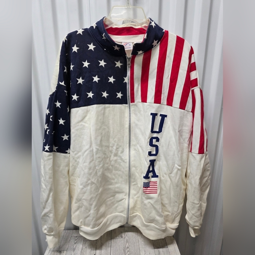 Vintage ESY Sportwear Red and White Zip-Up Jacket
